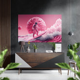 Surf in Pink Planet Brushed Aluminum Dibond Wall Art.
